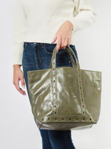 Handtas Cabas Cuir Leder Vanessa bruno Groen cabas cuir 82V40413-vue-porte